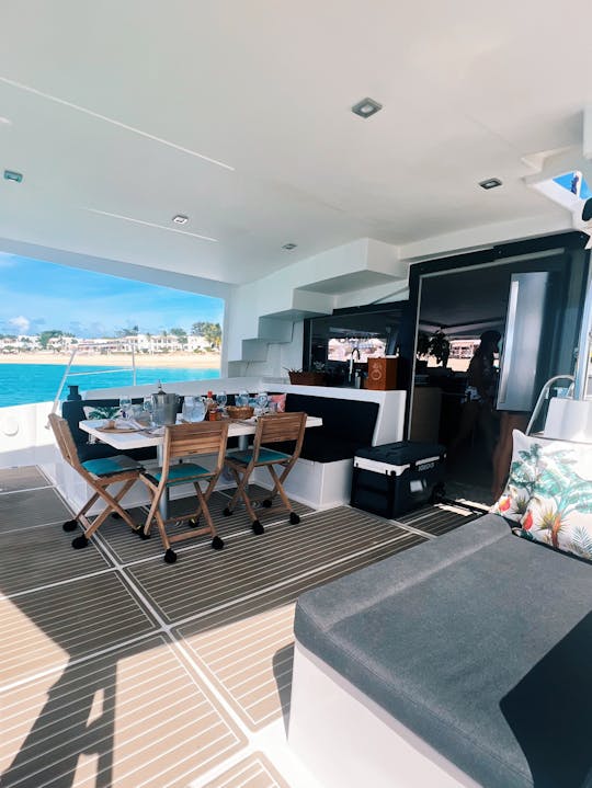 St Martin Luxury Catamaran Shared Day Charter with 4-Course Gourmet Lunch