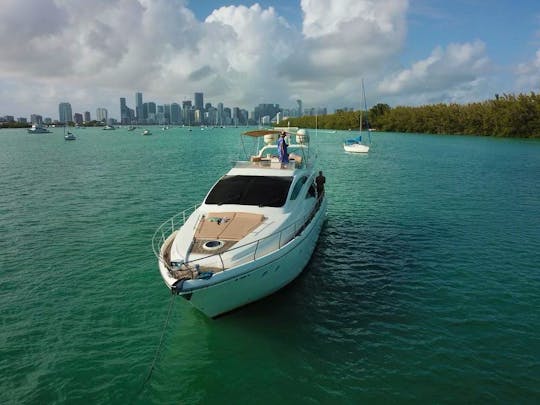 60ft Aicon available for rent in Miami for up to 12 people.