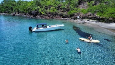 Barco particular para Soufriere para visitar a cachoeira e o banho de lama vulcânica. Barco de 31 pés