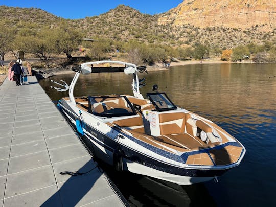 Enjoy a carefree day at Saguaro Lake with Captain Sheldon on a new 2024 wakeboat