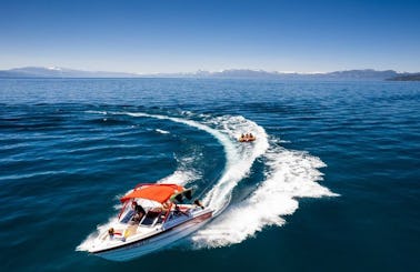 Wakeboard Boat on Lake Tahoe with tube