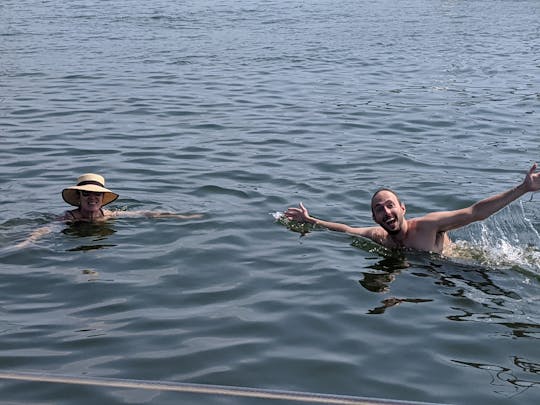 Fun in the Sun with Manhattan skyline in the background