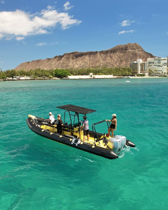 Aventure exclusive à Waikiki : bateau à sensations pour 6 passagers et plongée en apnée