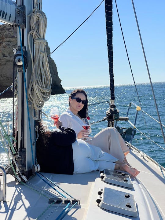 Golden Hour on Elegant Yacht: Sunset Tour in Lagos, Algarve