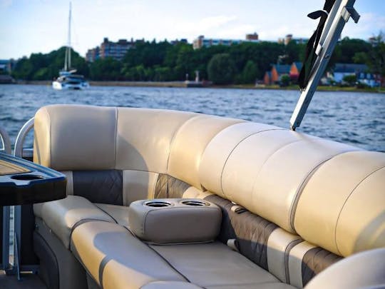 Pontoon Lounge de 26 pés no Potomac