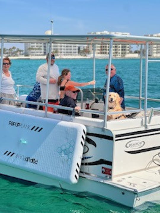 CRAB ISLAND / Dolphins / Paddleboard ADVENTURE via a Private Captained Pontoon