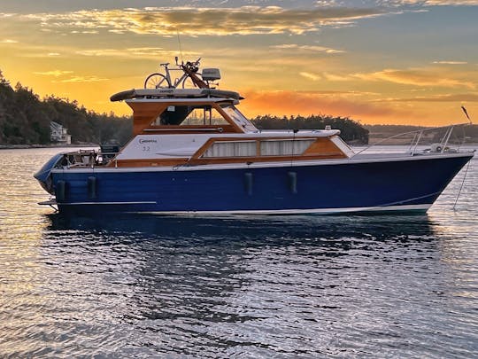 Classic Wooden 35ft Cruiser, perfect for a sunset champagne cruise! 