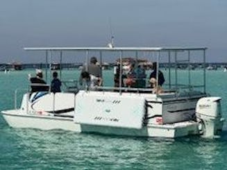 CRAB ISLAND / Dolphins / Paddleboard ADVENTURE via a Private Captained Pontoon