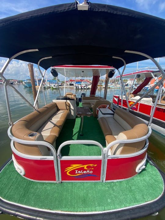 Pontoon Boat Holbox Charter com controle deslizante!