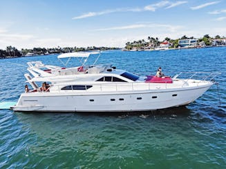 60' Ferretti Luxury Flybridge Yacht Charter in Miami