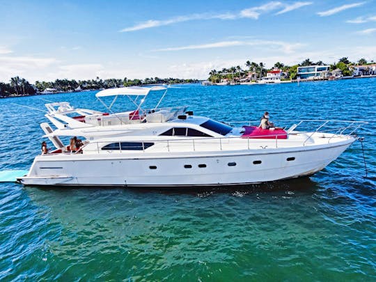 60' Ferretti Luxury Power Mega Yacht Charter in Miami, Florida