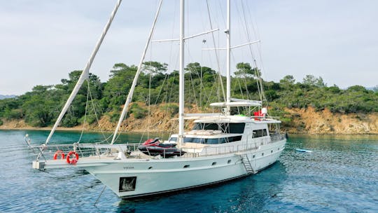 Explore the lush green islands of Gocek with 105ft Sailing Gulet