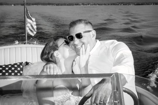 Have your elopement or wedding photos on a wooden classic boat