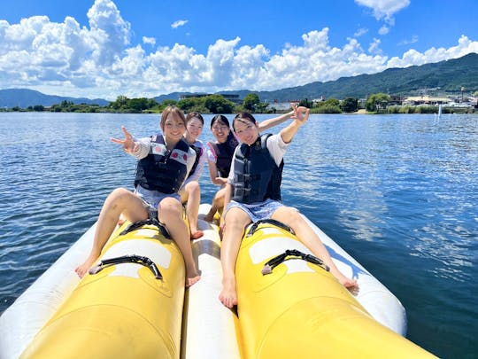 Banana boat Let's feel the wind with our whole body on a banana boat @Lake Biwa! Best activity for a group- Lake Biwa!!