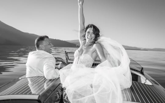 Have your elopement or wedding photos on a wooden classic boat