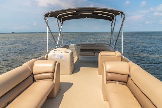 Harris 24ft pontoon for Crab Island Fun!