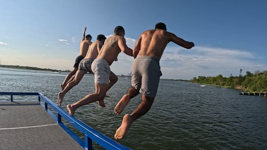 Bote para fiestas privadas de 35 pies con baño, cubierta superior y tapete de agua, #1 Bachelorette