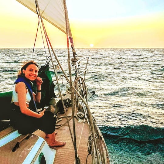 Sunset on a 38ft Sailboat at Santa Marta Bay