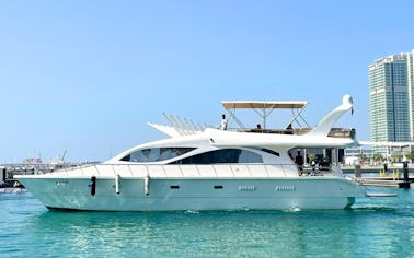 70ft Yacht Rental in Dubai Harbour Marina - Spacious Deck for Up to 33 Guests