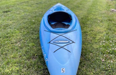 Sleek blue 9ft sit-inside kayak located near Brandywine River