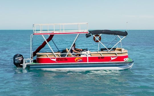 Pontoon Boat Holbox Charter com controle deslizante!