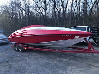Red Crownline Boat on the Great Sacandaga Lake
