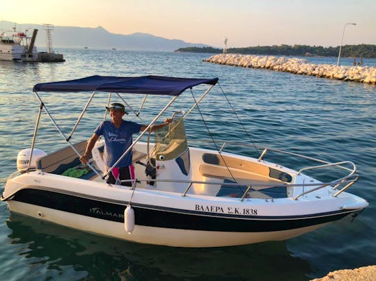 Motor Boat Hire in Corfu 17ft Italmar with 30 hp outboard, No license needed