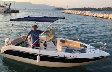 Motor Boat Hire in Corfu 17ft Italmar with 30 hp outboard, No license needed