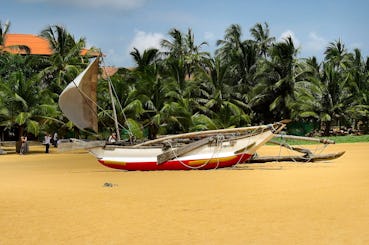 Navegación en catamarán al atardecer en Trincomalee, Sri Lanka