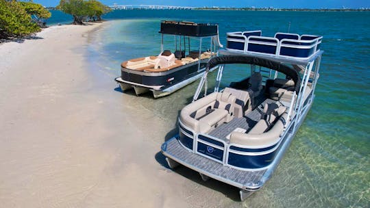 Luxury 29' Double Deck Pontoon Boat with Waterslide and Upper Deck lounge 