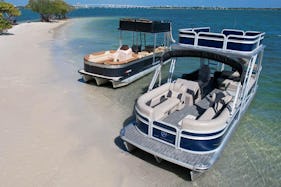 Luxury 29' Double Deck Pontoon Boat with Waterslide and Upper Deck lounge 