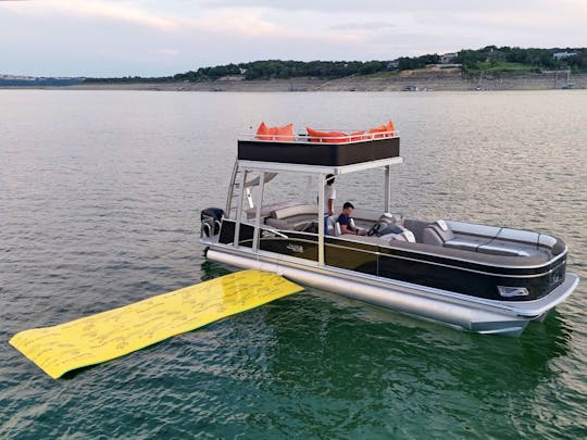 Double Decker Party Boat with a Waterslide, Lily Pad, Cooler, Capt. Lake Travis
