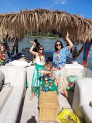 Tiki Boat, Your Floating Tropical Paradise Awaits For You To Party & Cruise 