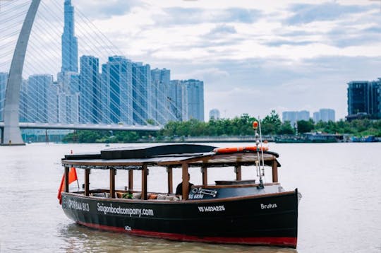 Beautiful wooden open boat for rent in Saigon