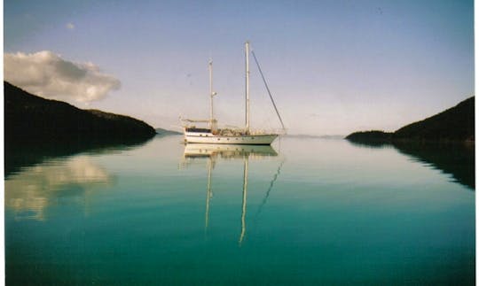 Anchored in a secluded bay