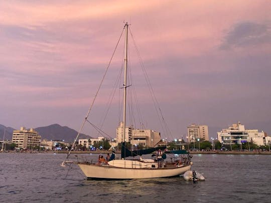Sunset on a 38ft Sailboat at Santa Marta Bay