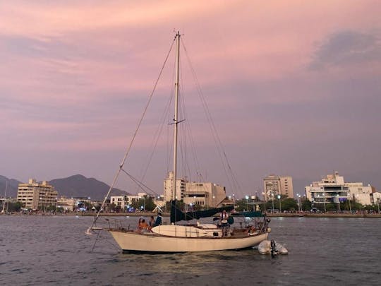 Sunset on a 38ft Sailboat at Santa Marta Bay