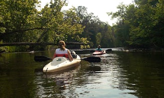 Kayaking on Chippewa River in in Mt Pleasant, Michigan
