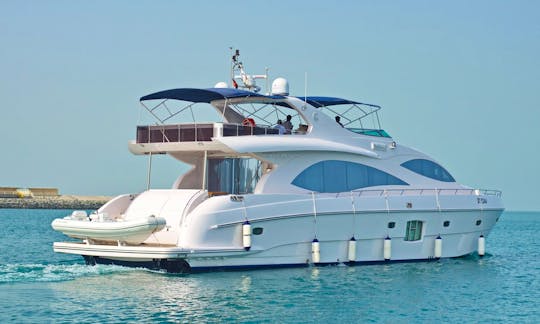 Blessed with a superb sea-handling capability, the graceful Majesty 88 with its trend-setting styling and luxurious interiors is a yacht for the serio