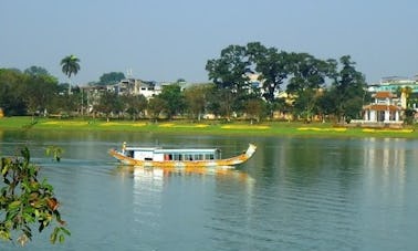 Dragon boat trip on Perfume river in Hue city