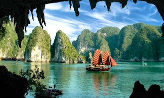 Romantic Getaway Cruise Aboard a Beautiful Vietnamese Junk Boat