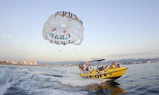 Parasailing in Sant Antoni de Portmany, Spain