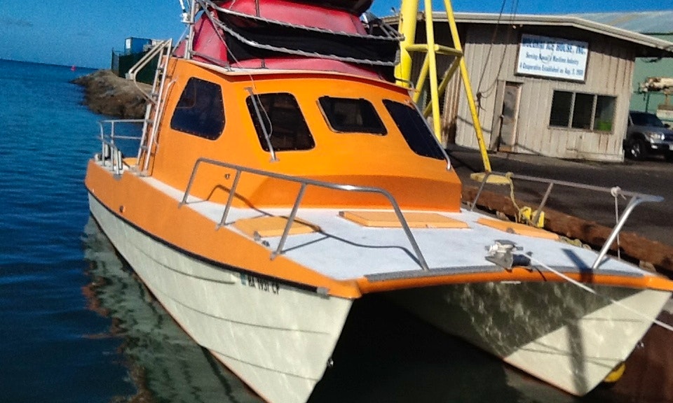 Enjoy 30 ft "Alele" Power Catamaran Fishing Charter in Kaunakakai
