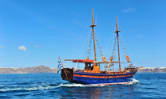 Volcano and Hot Springs Excursion for the Whole Family aboard 49' Sailing Gulet in Fira, Greece
