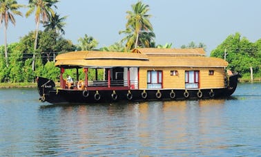 Kerala Style Houseboat with 2 Bedrooms Available for Rent in Alappuzha, Kerala