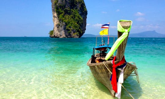 Rent a Long Tail Boat for a Semi Private & Special Tour in Railay & 4 Islands, Krabi, including Sunset and Night Snorkel!