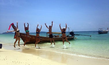 Rent a Long Tail Boat for a Semi Private & Special Tour in Railay & 4 Islands, Krabi, including Sunset and Night Snorkel!