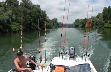 Trips fishing boat Big Catfish in the rivers in France