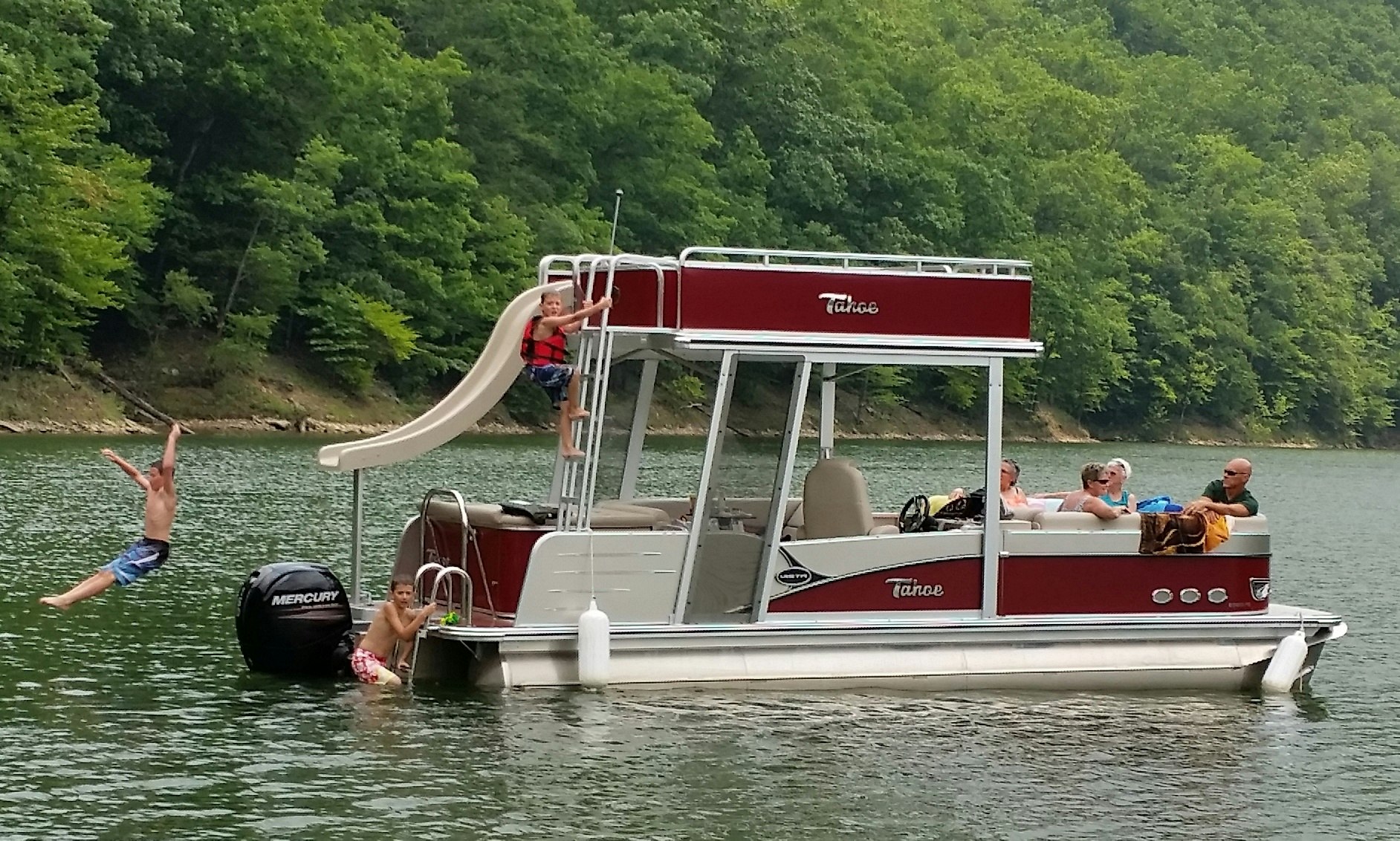 Double Deck Pontoon Boat With Water Slide Sutton Lake Wv Getmyboat
