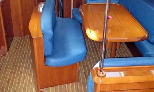 Spacious seating below or enjoy waterfront dining from the large cockpit table